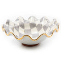 Handmade Sterling Check Medium Ceramic Fluted Serving Bowl