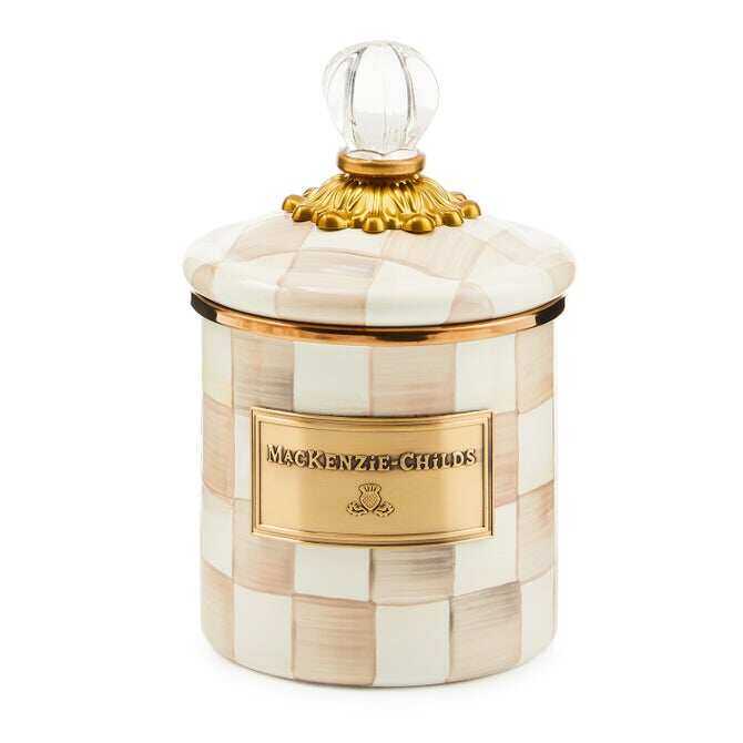 Mocha Check Enamel Canisters