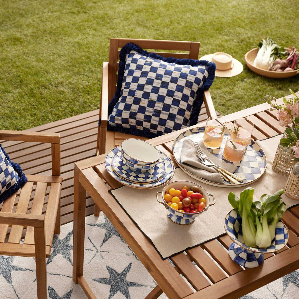 MacKenzie-Check Royal Check Round Tray