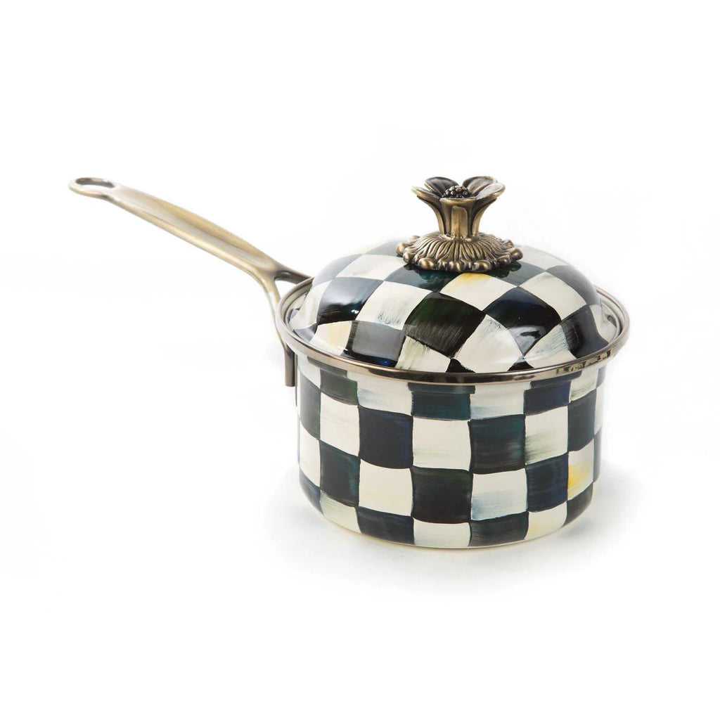 Mackenzie-Childs Courtly Check Enamel 1 Qt. Saucepan