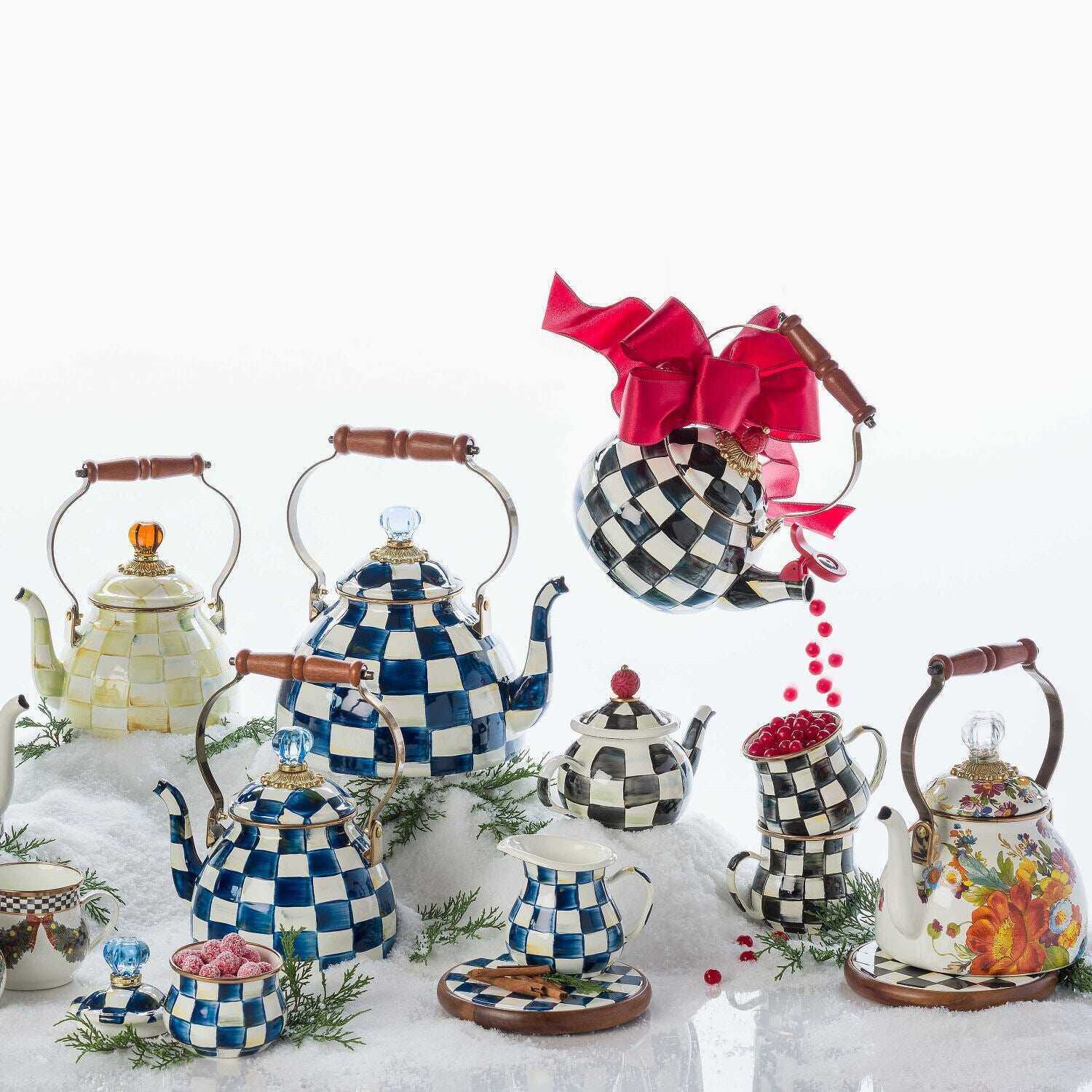 MacKenzie-Childs Courtly Check Whistling Tea Kettle